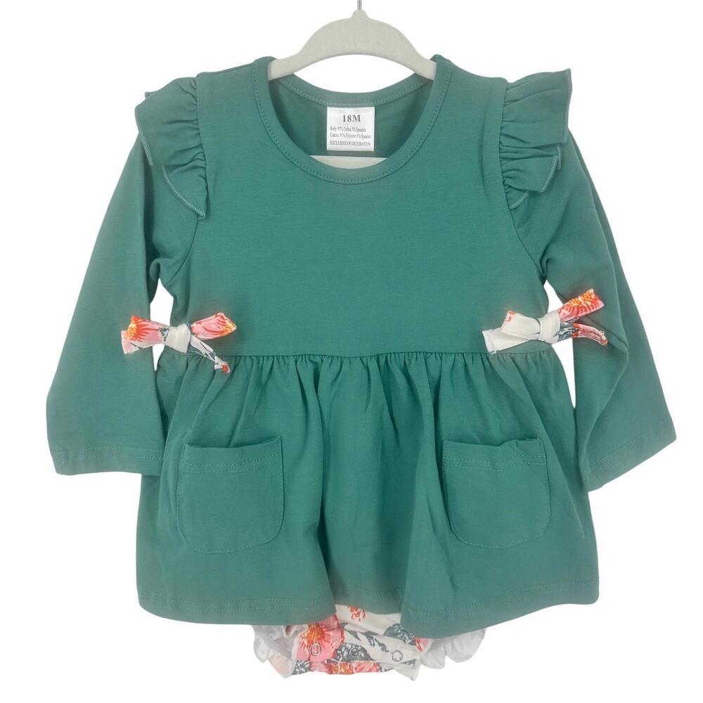 Boutique NEW Bubble Dress Romper Baby Girl 18 MONTH Floral Bows Small‎ Shop